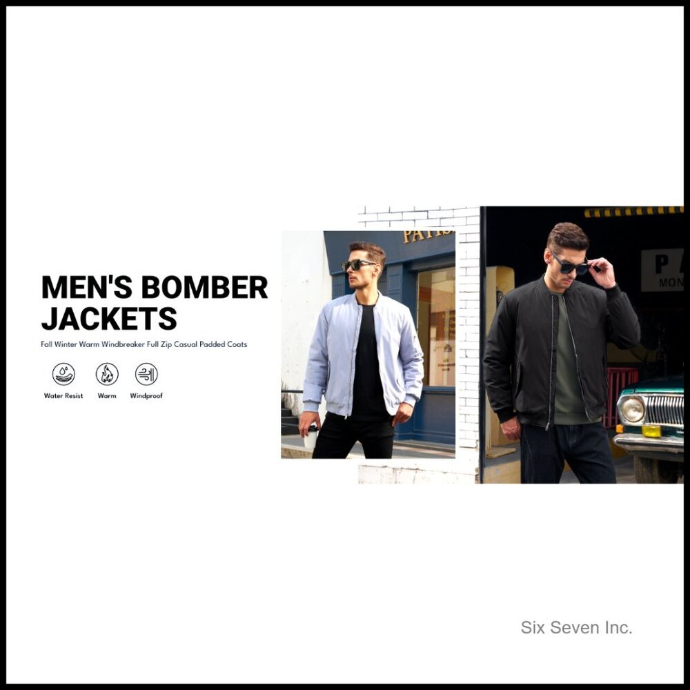 Windproof Bomber Jacket Thermal Quilted Padded Coat Classic Retro Winter Wear - Picture 7 of 7